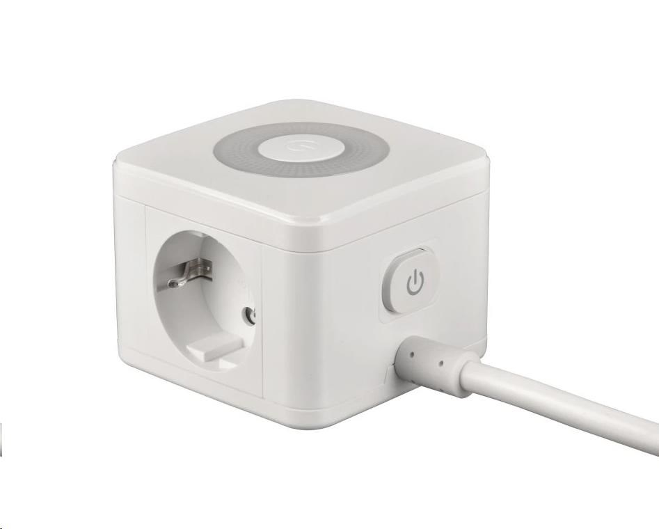 Viking síťový adaptér YC23L,  2x 230 V,  1x USB-A,  2x USB-C,  dotykové světlo,  délka 1, 4 m,  bílá1 