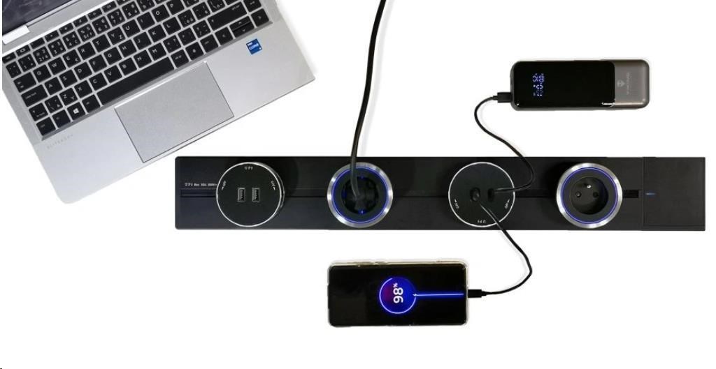 Viking zásuvkový modul A60,  1x USB-A,  1x USB-C,  PD,  stříbrno-černá1 