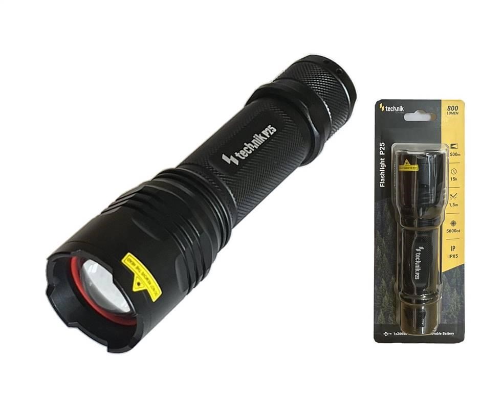 Technik Flashlight P25 nabíjecí svítilna 800lm LED kovová ZOOM0 