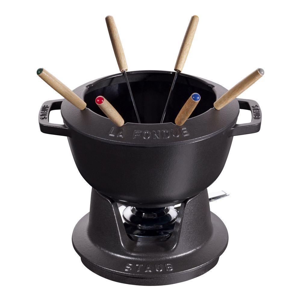 Staub sada na fondue, 20 cm, litinový, 2.36 l, až pro 6 lidí, pro všechny zdroje tepla, černá0 