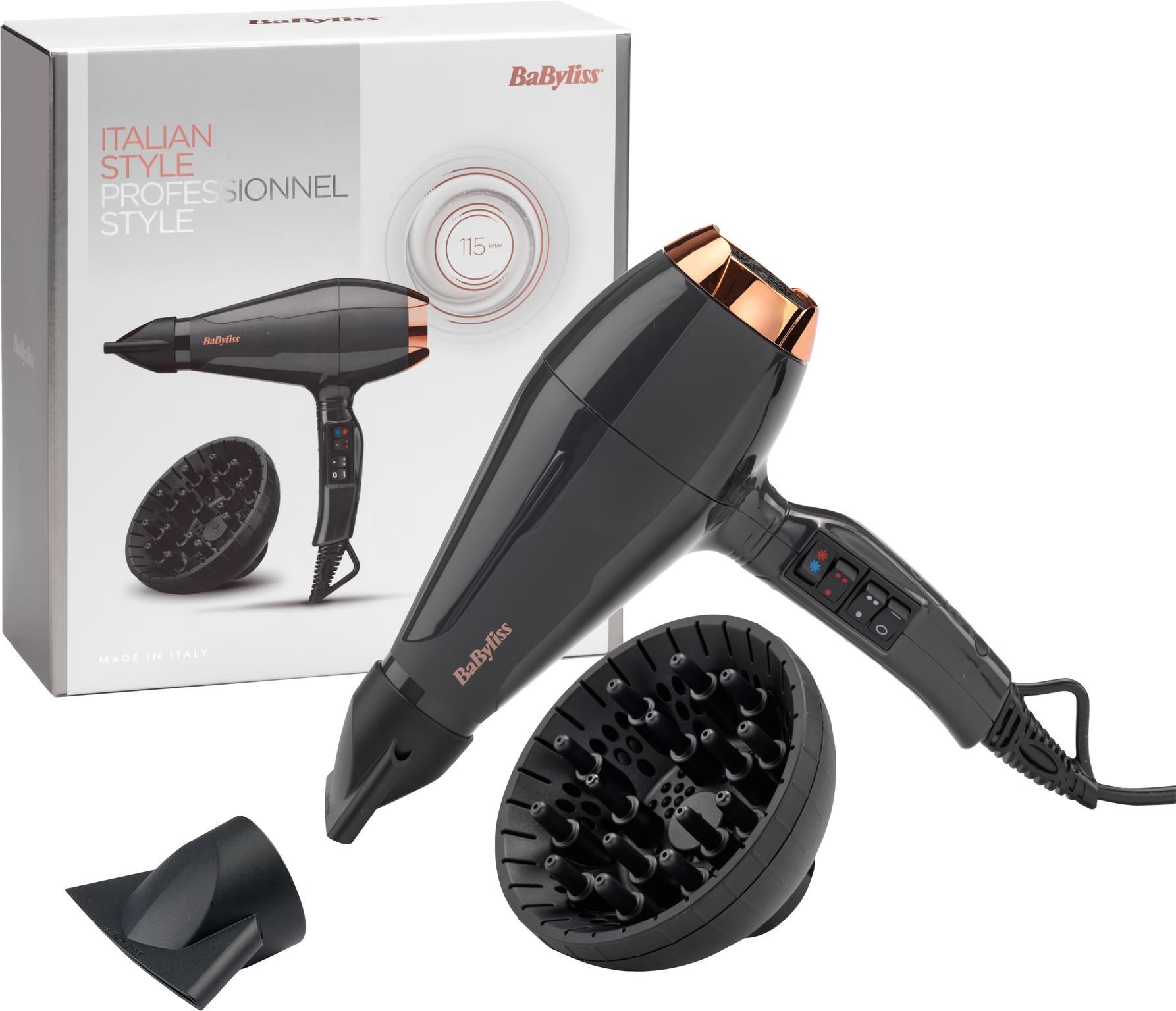 BaByliss Italian Air Pro 2200 6719DE fén na vlasy,  2200 W,  3 teploty a 2 rychlosti,  ionizace,  černá5 