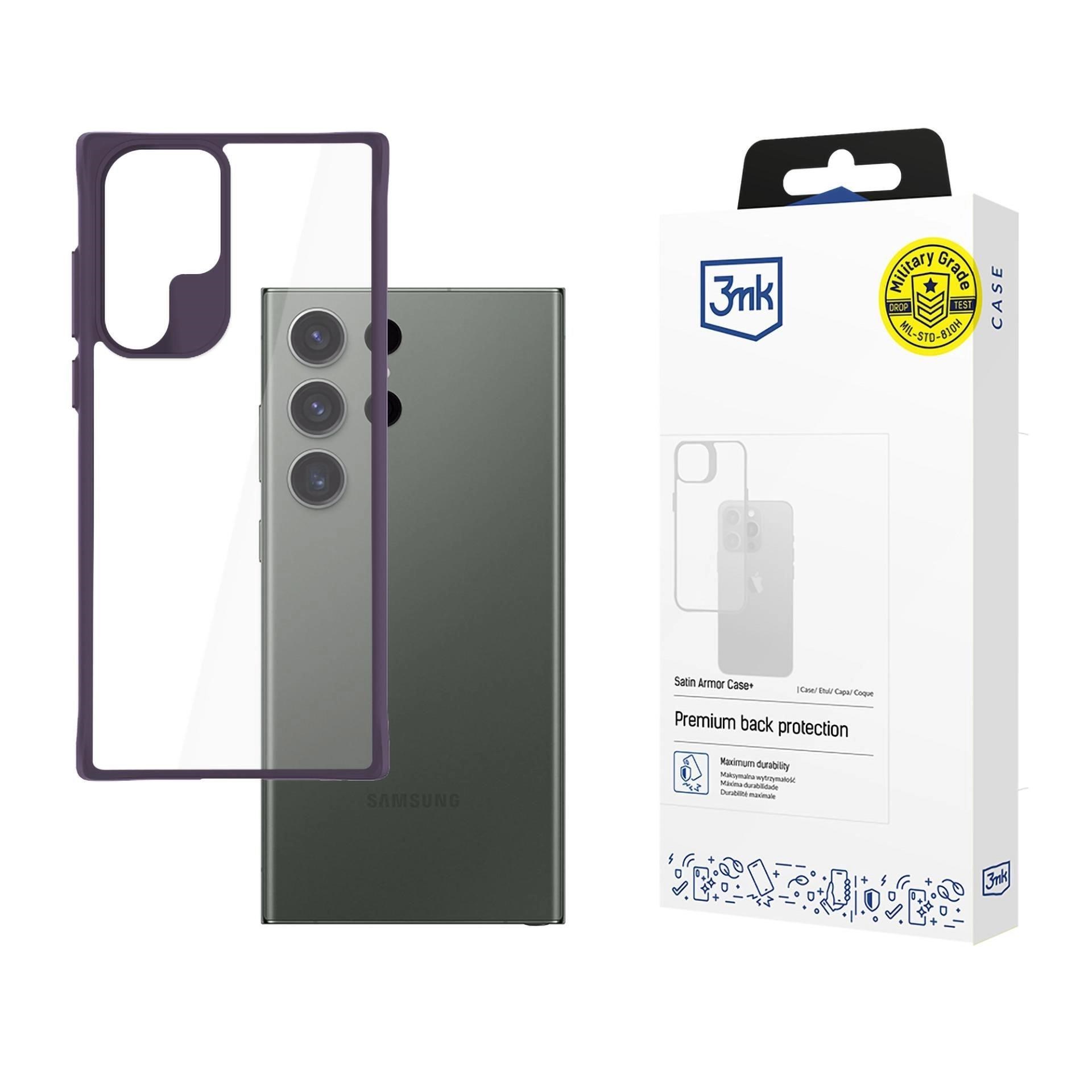 3mk ochranný kryt Satin Armor Case+ Purple pro Samsung Galaxy S24 Ultra0 