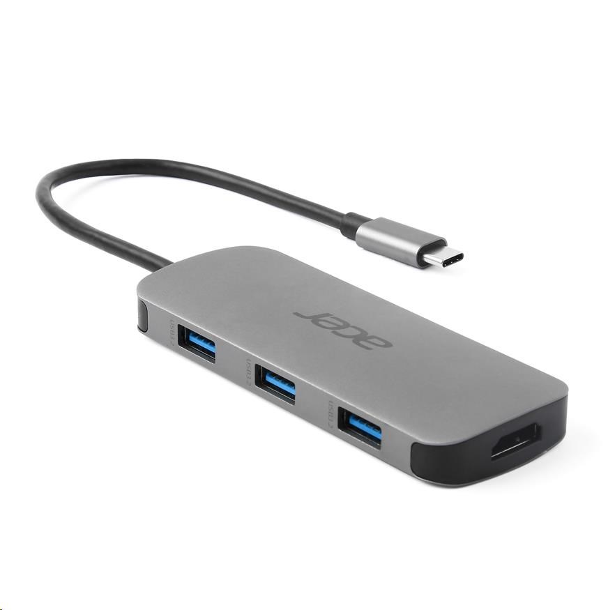 ACER Dokovací stanice 7IN1 TYPE C DONGLE: 1x HDMI, 1x DP, 1x USB-C,2x USB3.2, 1x RJ-45,1x 3.5mm audio port2 