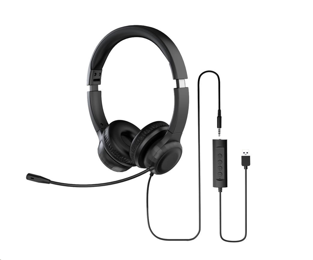 ACER Sluchátka,  Office Headset,  3, 5 mm Jack /  USB s ovládáním na kabelu0 