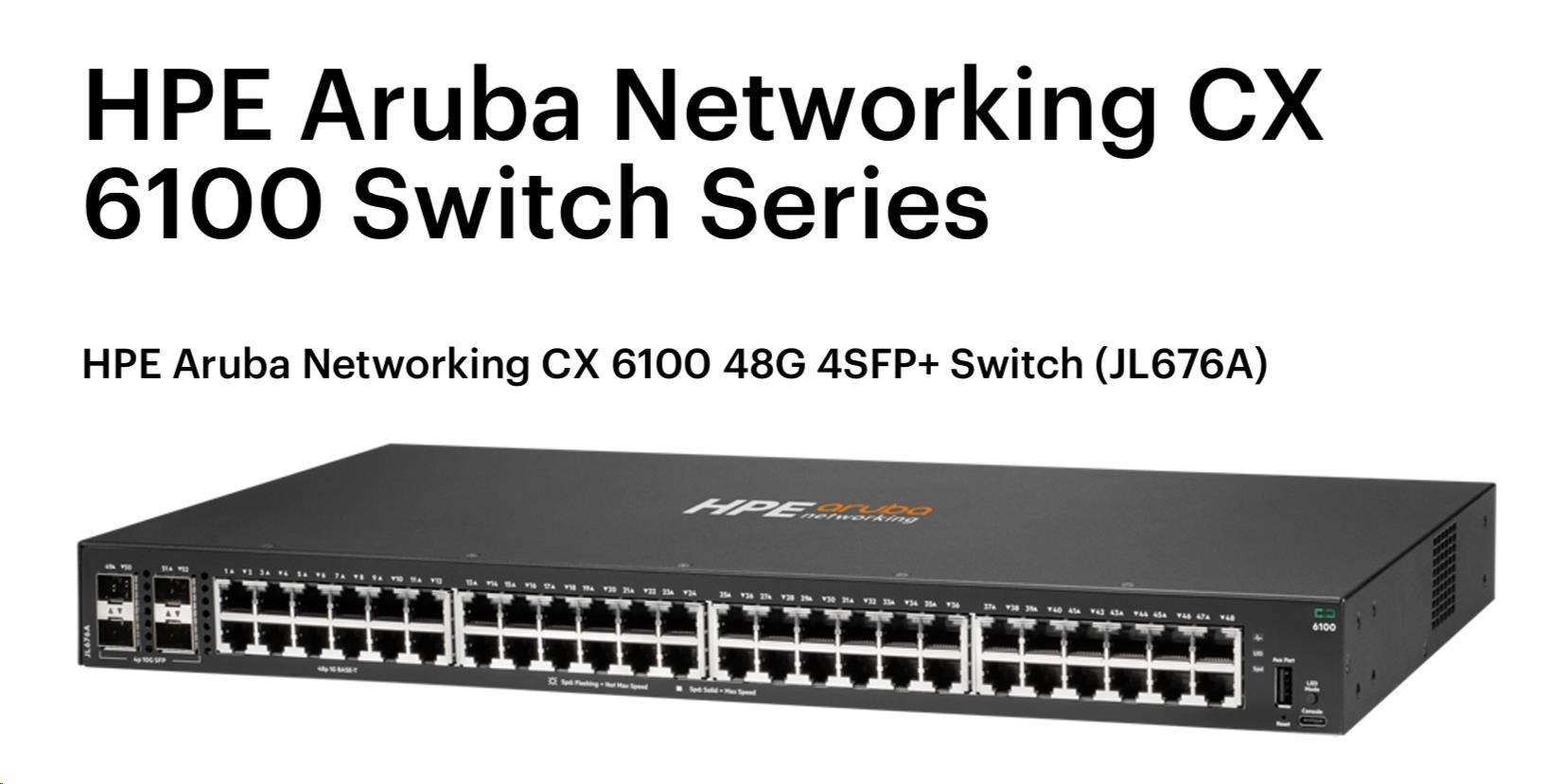 HPE Aruba Networking CX6100 48G 4SFP+ Switch RENEW JL676A3 