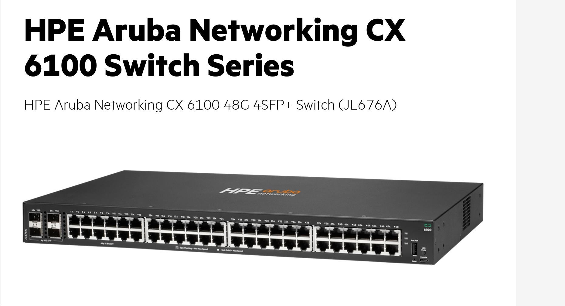 HPE Aruba Networking CX6100 48G 4SFP+ Switch RENEW JL676A9 