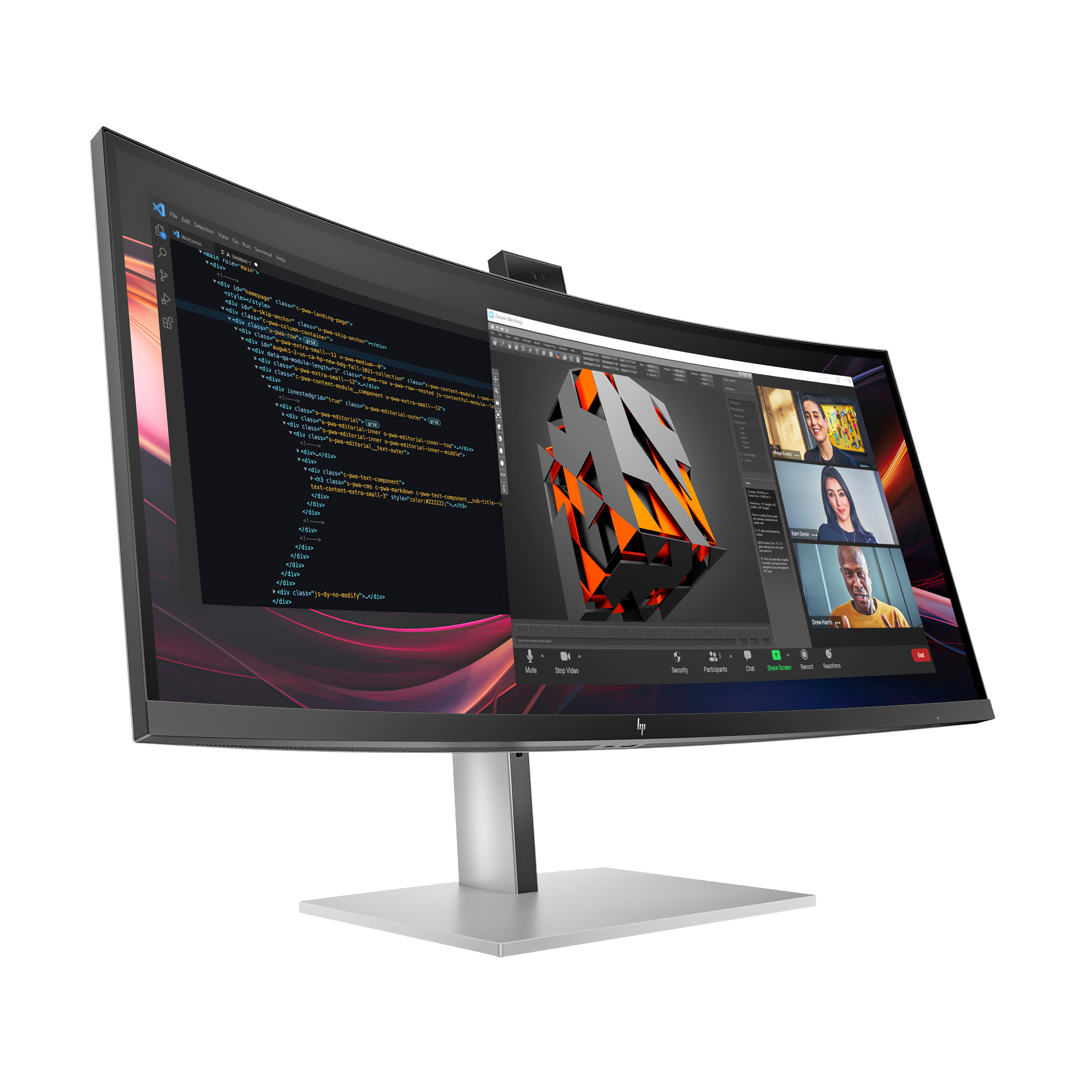 HP LCD 734pm 34 Curved 3440x1440, IPS, 2000:1, 400nits, 5ms, HDMI 2.0, DP1.4, USB3-C, 5xUSB-A, 4x3W spkr, Cam, RJ-45, TB4-100W, 5/ 5/ 56 