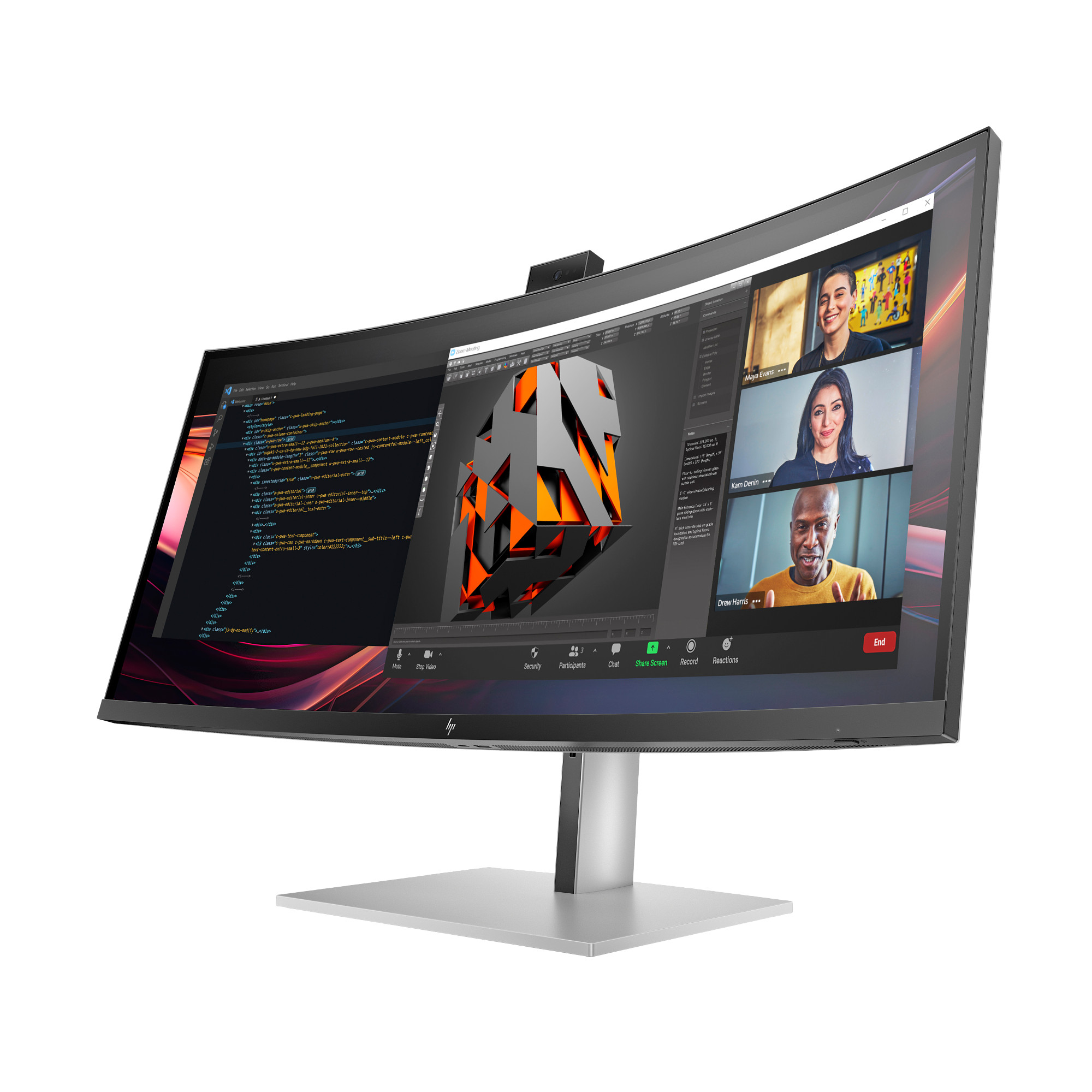 HP LCD 734pm 34 Curved 3440x1440, IPS, 2000:1, 400nits, 5ms, HDMI 2.0, DP1.4, USB3-C, 5xUSB-A, 4x3W spkr, Cam, RJ-45, TB4-100W, 5/ 5/ 57 