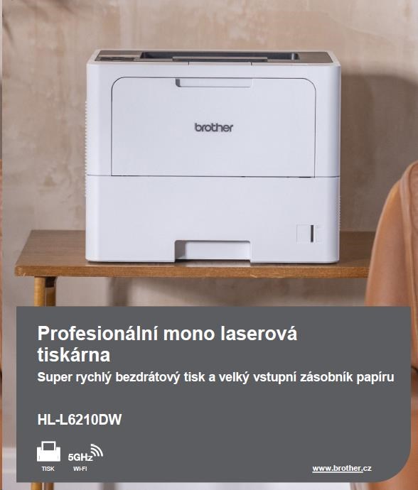 BROTHER tiskárna laserová mono HL-L6210DW - A4 50ppm 1200x1200 256MB 520listů LAN USB WIFI DUPLEX0 