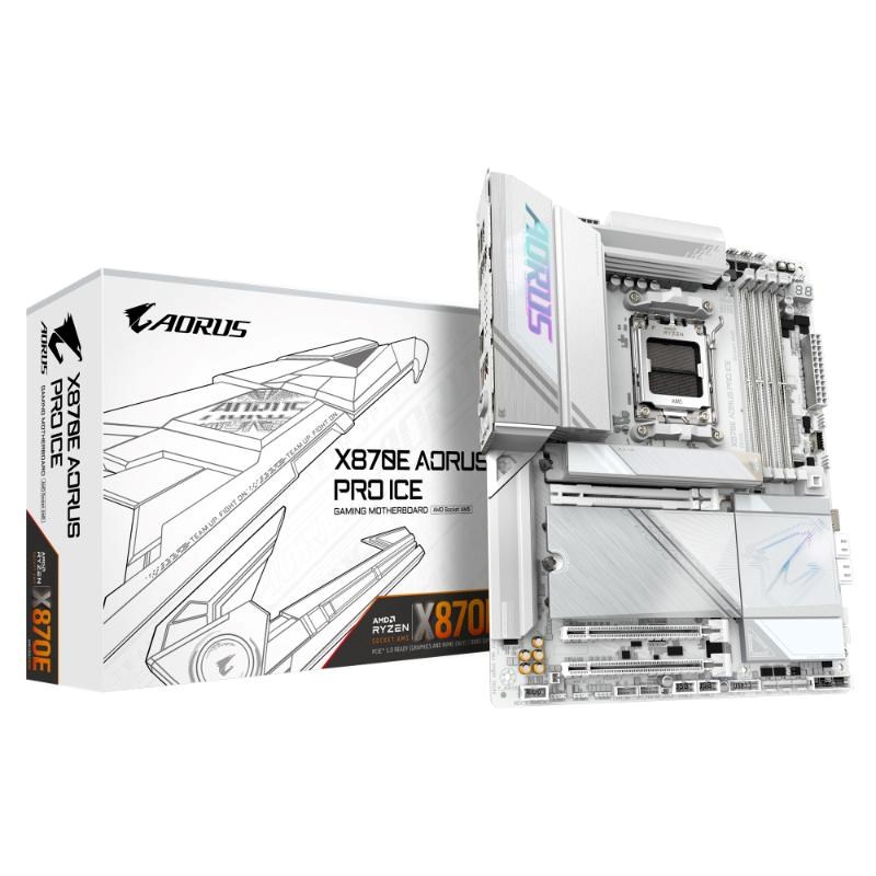 GIGABYTE MB Sc AM5 X870E AORUS PRO ICE,  AMD X870,  4xDDR5,  2xHDMI,  2xThunderbolt,  WiFi0 