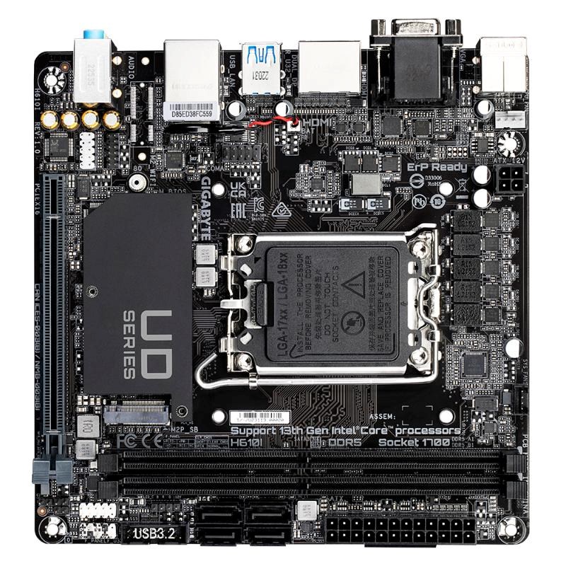 GIGABYTE MB Sc LGA1700 H610I,  Intel H610,  2xDDR5,  2xDP,  1xHDMI,  1xVGA,  Mini-ITX3 