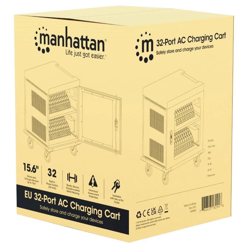 MANHATTAN nabíjecí vozík na notebooky - 32 míst, 32 portů, Až 15,6