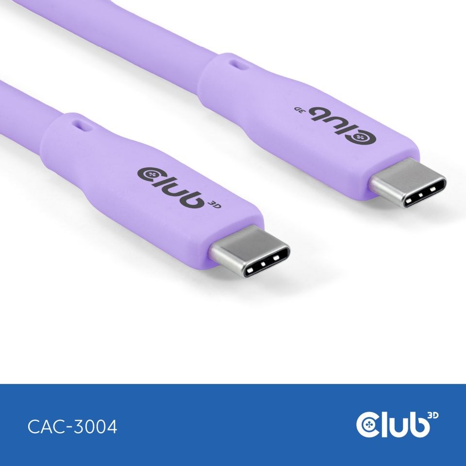 Club3D Kabel USB-C 4.0,  20Gbps,  4K60Hz,  PD 240W,  2m,  fialová0 