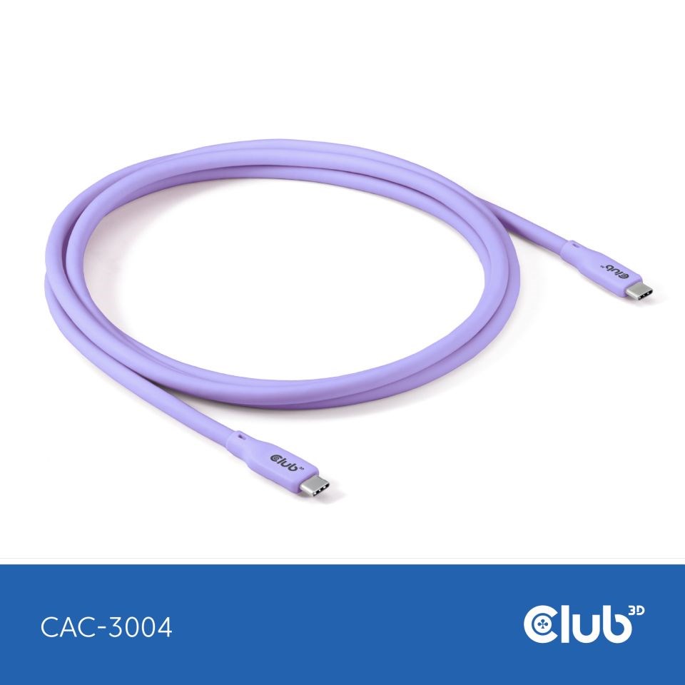 Club3D Kabel USB-C 4.0,  20Gbps,  4K60Hz,  PD 240W,  2m,  fialová1 