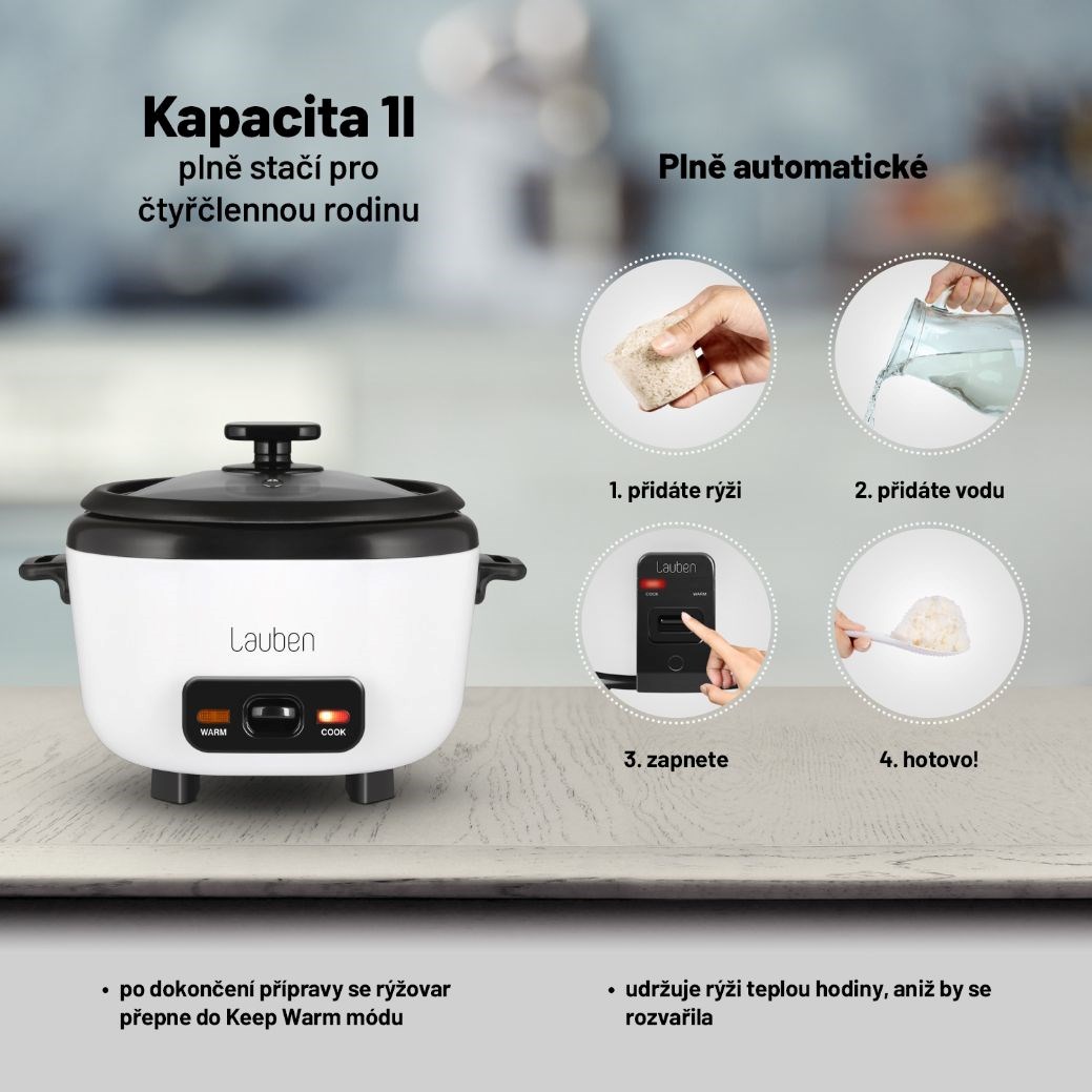 Lauben Rice Cooker Square 1000WB2 