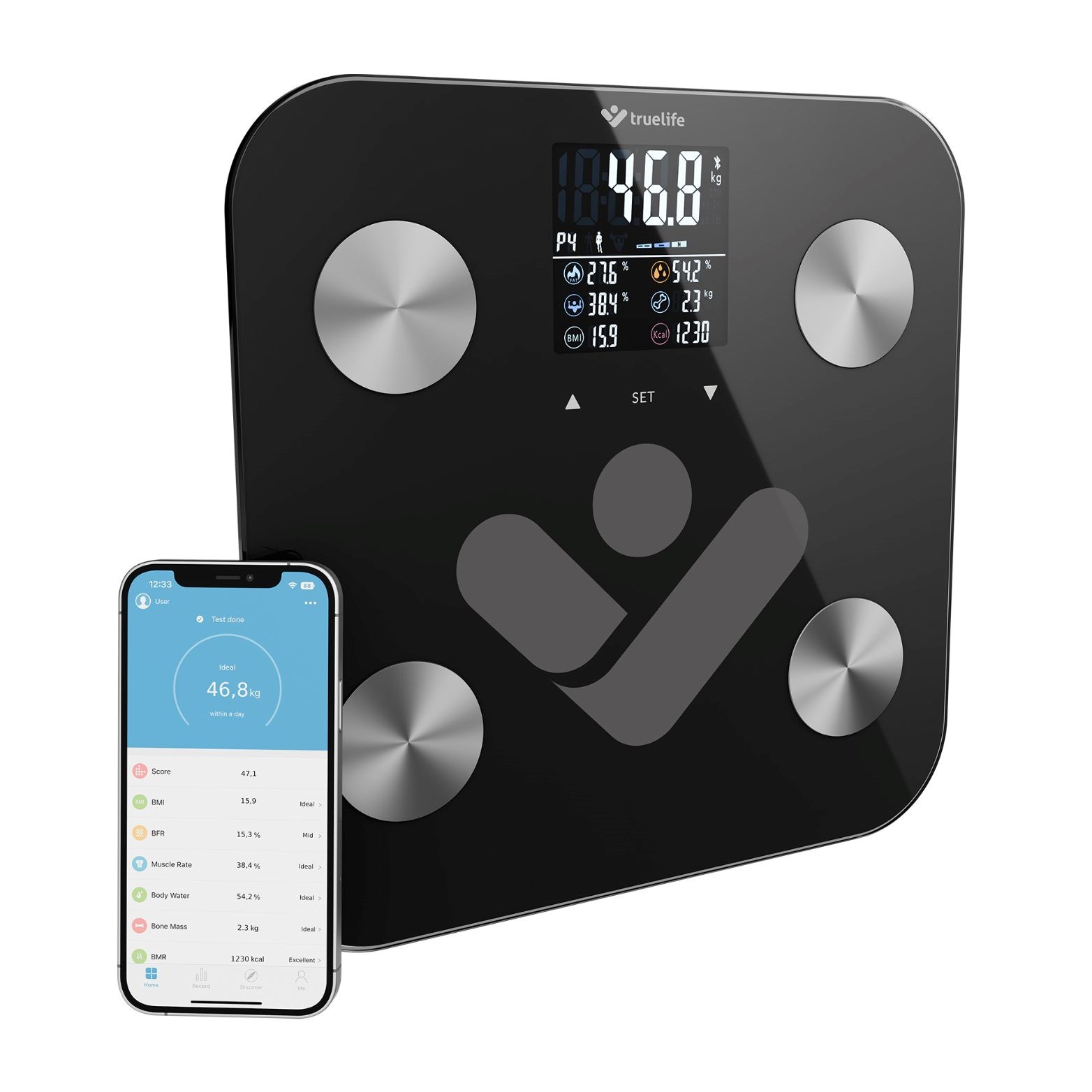 TrueLife FitShape S6 BT - Bioelektrická impedanční bluetooth váha - černá7 
