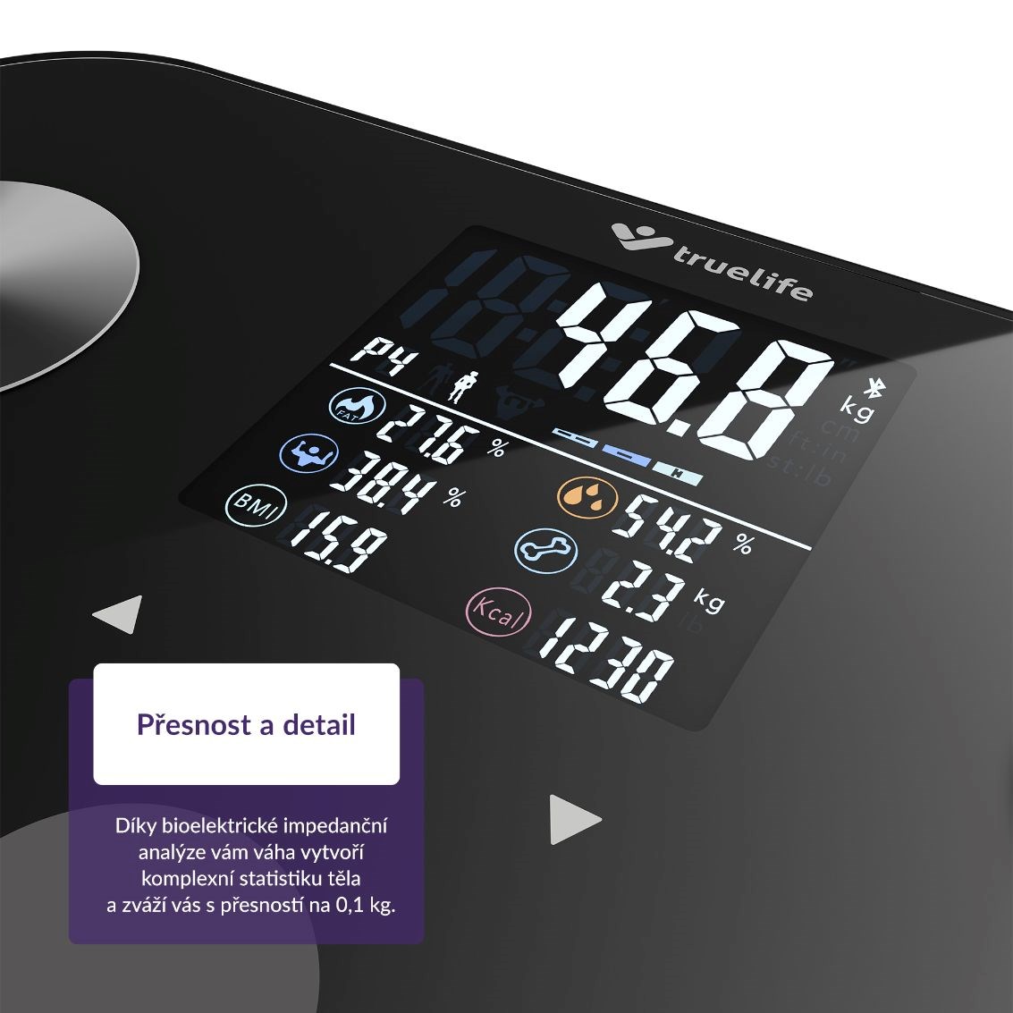 TrueLife FitShape S6 BT - Bioelektrická impedanční bluetooth váha - černá3 