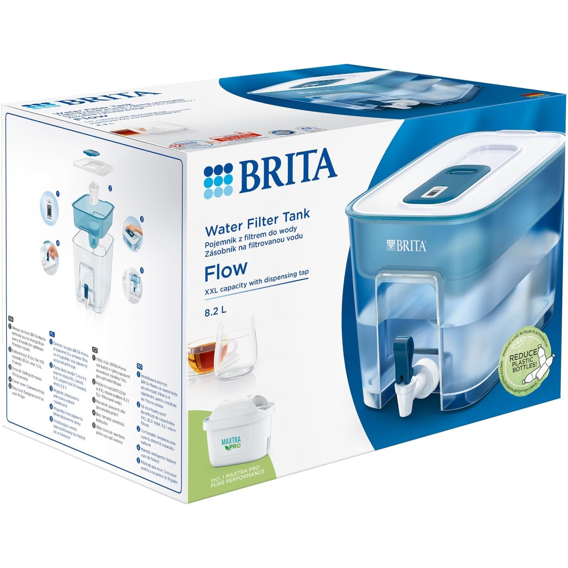 Brita Flow XXL Maxtra PRO,  8.2 l,  aktivní uhlí
,  kohoutek,  BPA-free5 