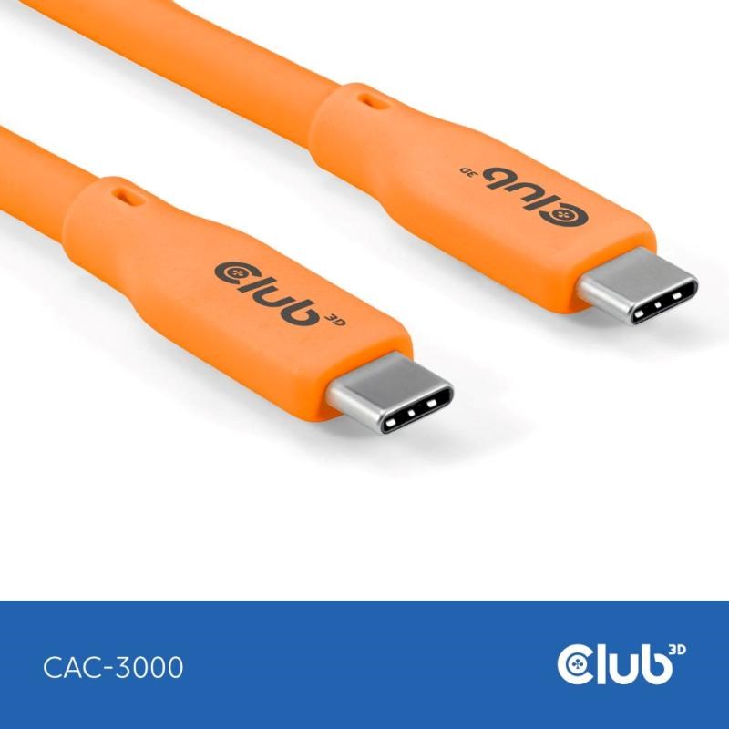 Club3D Kabel USB-C 4.0, 20Gbps, 4K60Hz, PD 240W, 2m, oranžová0 