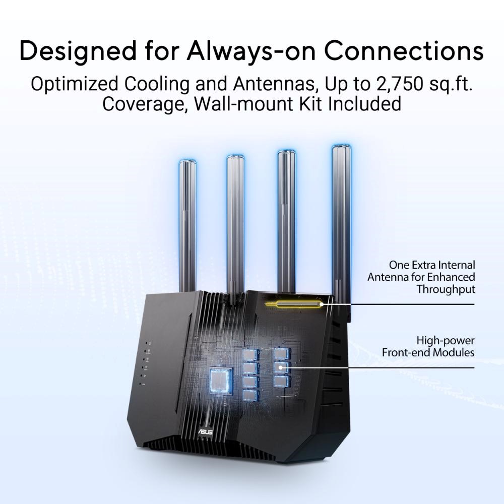 ASUS Router RT-BE92U,  WiFi7 Router,  AiMesh,  2x WAN,  3x LAN,  1x USB 3.24 