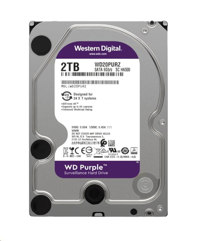 BAZAR - WD PURPLE WD22PURZ 2TB SATA/600 256MB cache, Low Noise, CMR0 