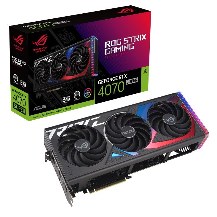 BAZAR - ASUS VGA NVIDIA GeForce RTX 4070 SUPER ROG STRIX 12G, 12G GDDR6X, 3xDP, 2xHDMI - Poškozený obal (Komplet)0 