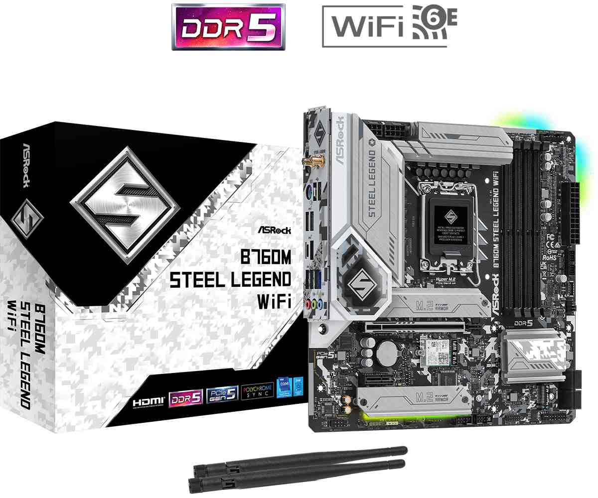 BAZAR - ASRock MB Sc LGA1700 B760M STEEL LEGEND WIFI, Intel B760, 4xDDR5, 1xDP, 1xHDMI, WI-FI, mATX - Po opravě (Bez pří0 