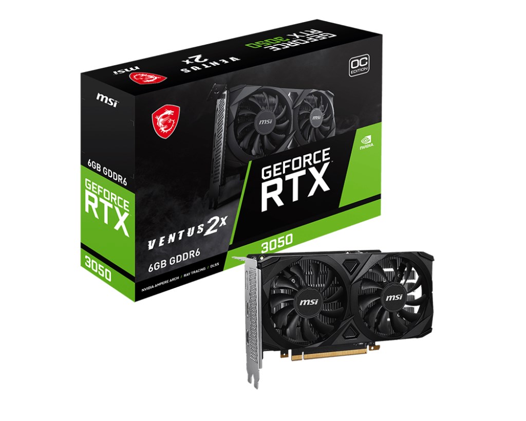 MSI VGA NVIDIA GeForce RTX 3050 VENTUS 2X E 6G OC, 6G GDDR6, 1xDP, 2xHDMI0 