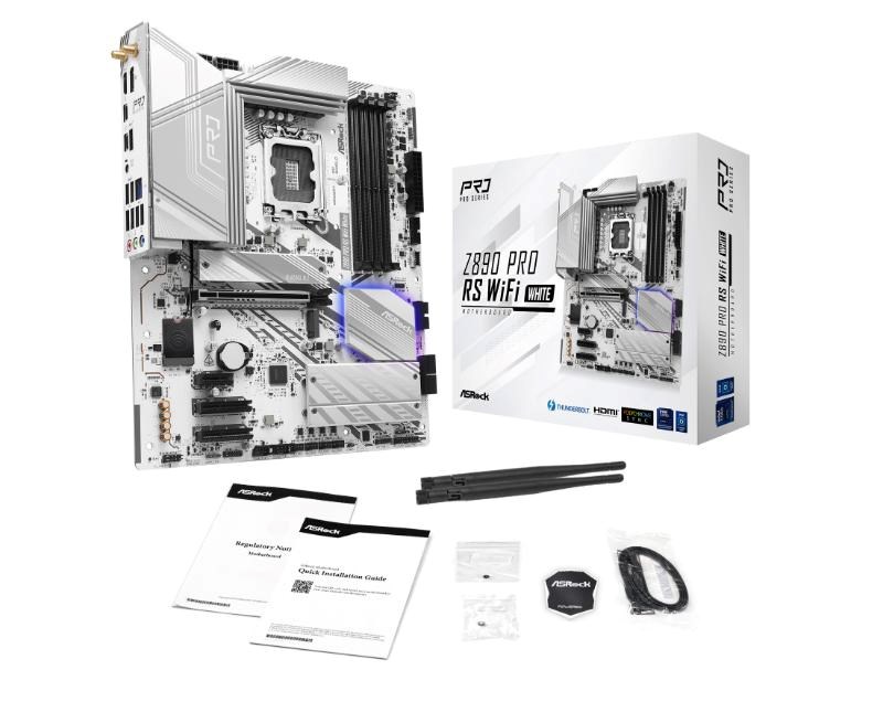 ASRock MB Sc LGA1851 Z890 PRO RS WIFI WHITE,  Intel Z890,  4xDDR5,  1xHDMI,  WI-FI6 