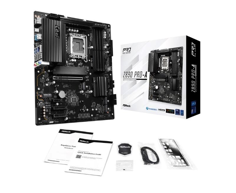 ASRock MB Sc LGA1851 Z890 PRO-A,  Intel Z890,  4xDDR5,  1xDP,  1xHDMI,  1xThunderbolt,  WI-FI6 