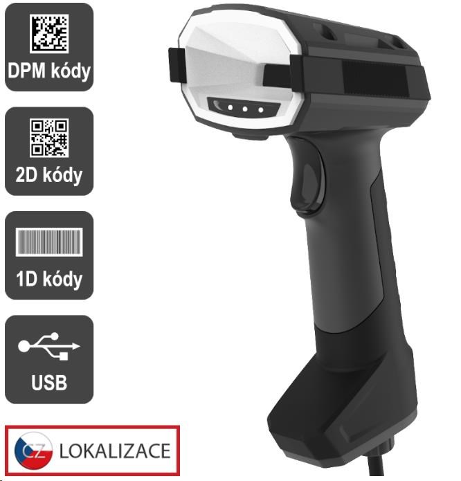 Virtuos DPM CCD 2D čtečka Virtuos HT-880DPM, USB, tmavě šedá0 