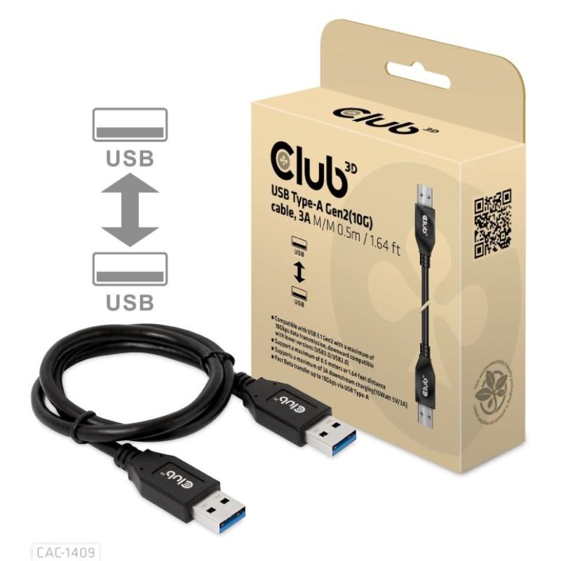 Club3D Kabel USB 3.2 Gen2 Typ-A,  3A M/ M,  50 cm0 