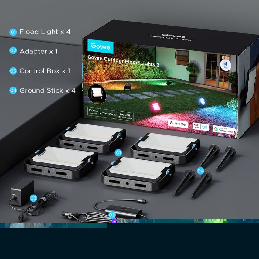 Govee Flood Lights 2 venkovní SMART LED světla 4ks14 