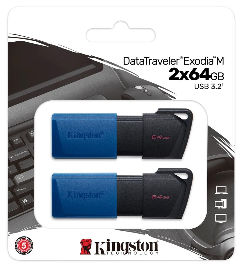 Kingston 64GB USB3.2 Gen 1 DataTraveler Exodia M (Black + Blue) - 2 kusy0 