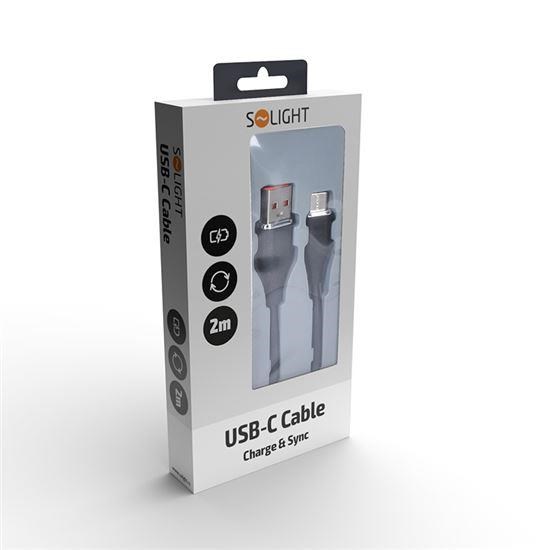 Solight USB-C kabel, USB 2.0 A konektor - USB-C 3.1 konektor, silikon, 2m2 