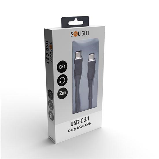 Solight USB-C 3.1 kabel,  USB-C konektor - USB-C konektor,  silikon,  2m2 