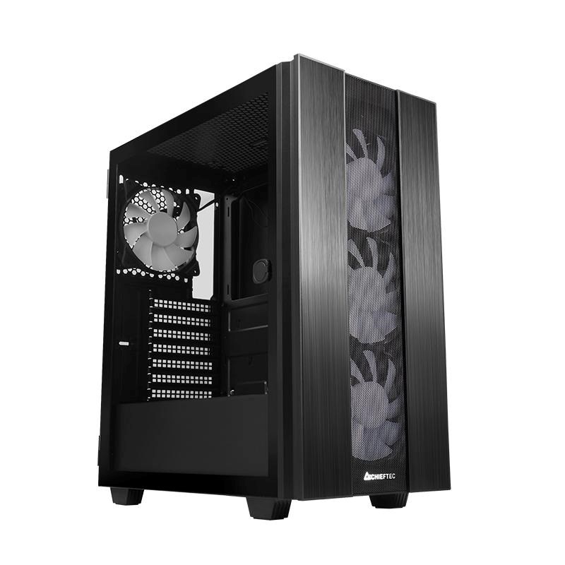 CHIEFTEC skříň HUNTER 2,  ATX,  1x USB-C,  1x USB 3.1,  4x 120mm ARGB Fan,  ARGB Hub,  černá2 