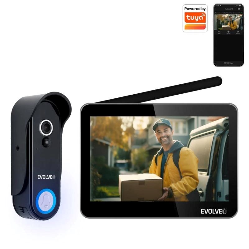 EVOLVEO DoorPhone W7,  Sada domácího bezdrátového videotelefonu s WiFi černý monitor0 