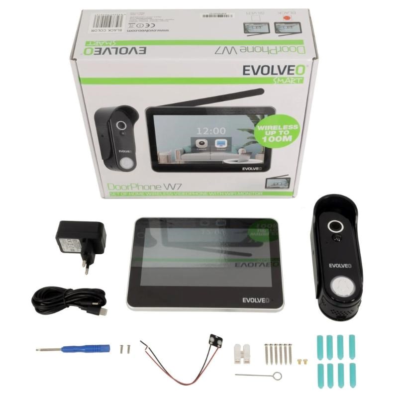 EVOLVEO DoorPhone W7,  Sada domácího bezdrátového videotelefonu s WiFi černý monitor6 