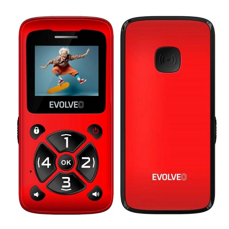 EVOLVEO Mobilní telefon pro seniory EasyPhone ID, červená