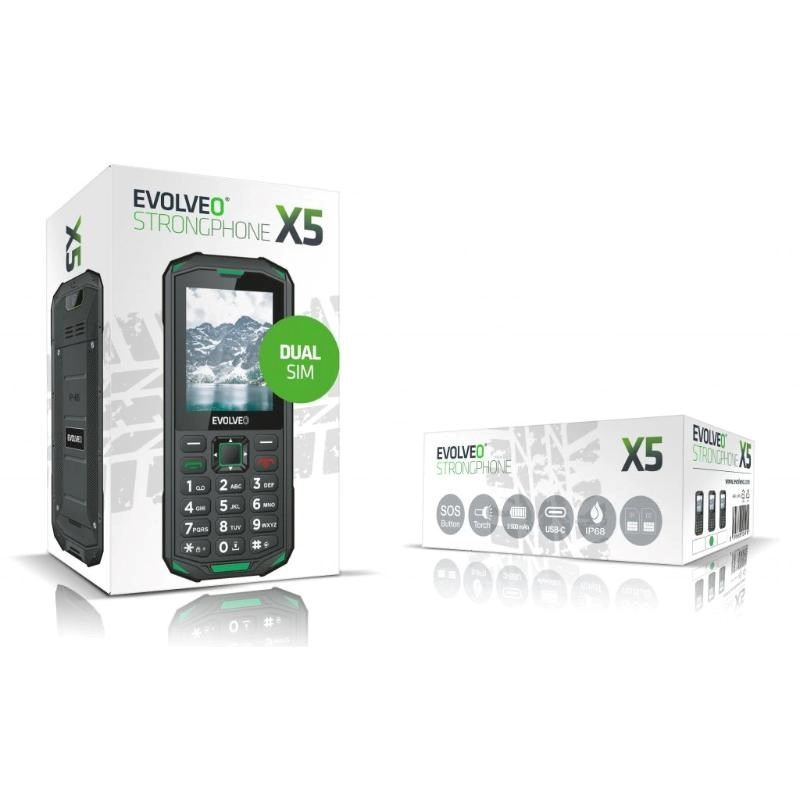 EVOLVEO StrongPhone X5, vodotěsný odolný Dual SIM telefon, černo-zelená8 