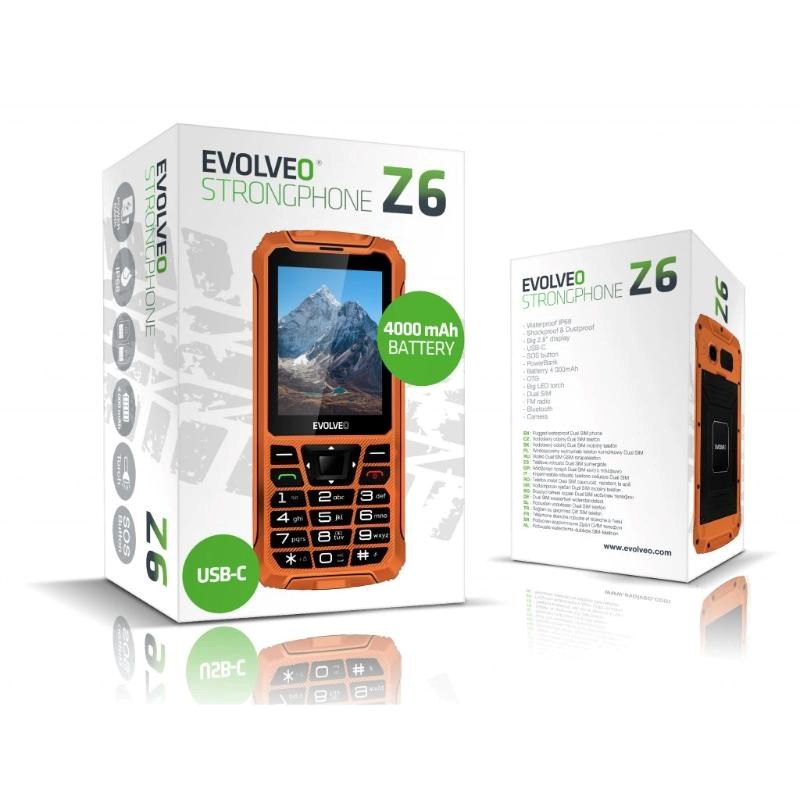 EVOLVEO StrongPhone Z6,  vodotěsný odolný Dual SIM telefon,  oranžová8 