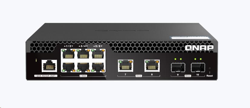 QNAP riadený switch QSW-M2106R-2S2T (6x 2, 5GbE RJ45, 2x 10GbE RJ45, 2x 10GbE SFP+, malá šírka)0 