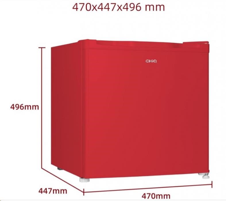 CHiQ CSD46D4RE minibar, 46 litrů, 2 přihrádky, 0 °C až +10 °C, 39 dB, červený - rozbaleno2 