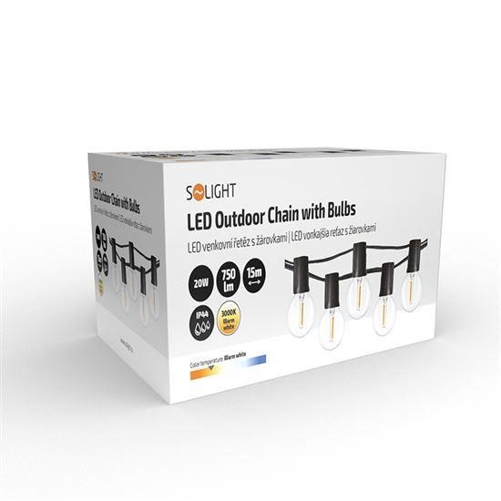 Solight LED venkovní řetěz s žárovkami,  25 žárovek,  15m+5m,  20W,  teplá bílá3 