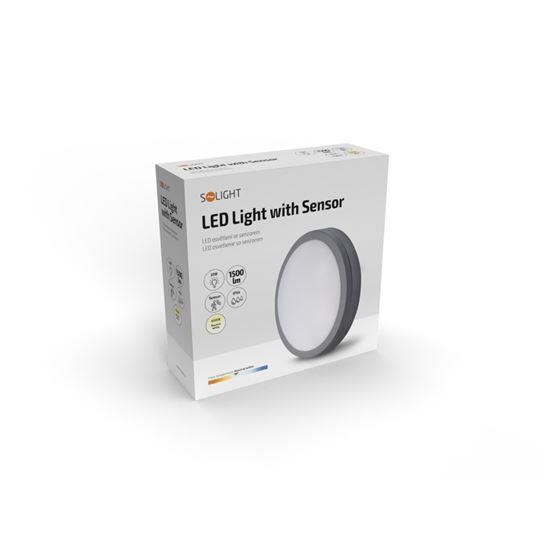 Solight LED venkovní osvětlení se senzorem Siena,  šedé,  20W,  1500lm,  4000K,  IP54,  23cm4 
