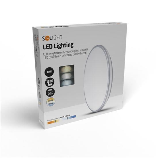 Solight LED osvětlení s ochranou proti vlhkosti,  IP54,  18W,  1530lm,  3CCT,  33cm2 