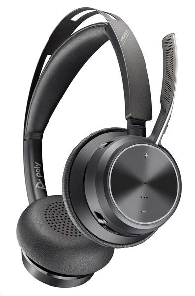 Poly Voyager Focus 2 bezdrátová náhlavní souprava, USB-A/C adaptér, stereo0 