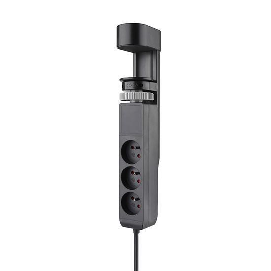 Solight 3z + USB A+C přenosné stolní zásuvky,  2m,  černá,  USB rychlonabíječka 20W PD0 