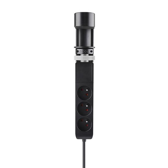 Solight 3z + USB A+C přenosné stolní zásuvky,  2m,  černá,  USB rychlonabíječka 20W PD2 